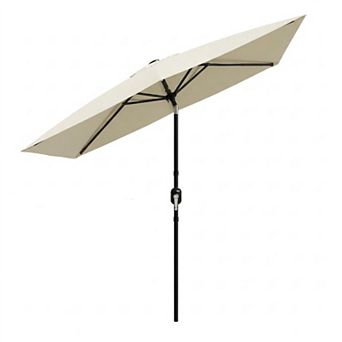 6.5 x 10 FT Rectangular Patio Umbrella with Crank Lift, Large Outdoor Table Sun Shade for Garden