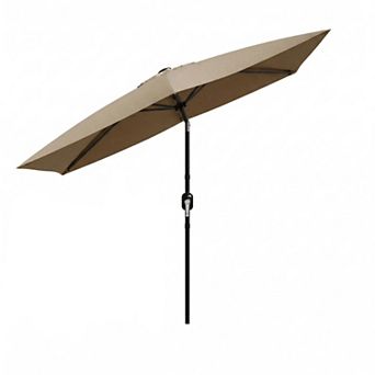 6.5 x 10 FT Rectangular Patio Umbrella with Crank Lift, Large Outdoor Table Sun Shade for Garden