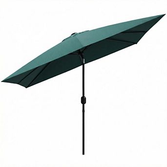 6.5 x 10 FT Rectangular Patio Umbrella with Crank Lift, Large Outdoor Table Sun Shade for Garden