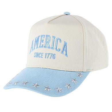 CTM Women's America Anniversary Denim Two-Tone Baseball Cap
