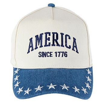 CTM Women's America Anniversary Denim Two-Tone Baseball Cap