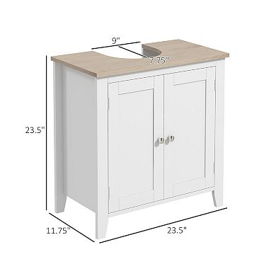 Under Sink Bathroom Storage Cabinet with Adjustable Shelf and U Shaped Cutout