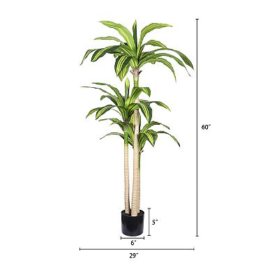 KWPZQEB Artificial Dracaena Tree, Black Plastic Pot