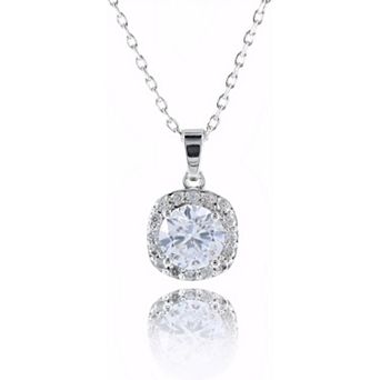 KSIZUIS Gold Plated CZ Princess Cut Pendant Necklace, Hypoallergenic for Women