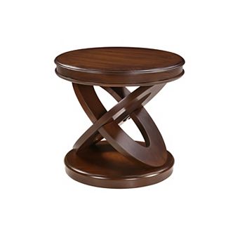 KWPZQEB Retro Round End Table with X-shape Base, Sofa Side Table