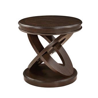 KWPZQEB Retro Round End Table with X-shape Base, Sofa Side Table