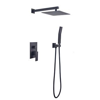 Wall-Mount Rain Shower System with Ultra-Thin Rainfall Head and Solid Brass Design