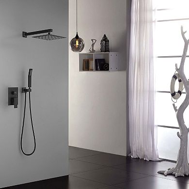 Wall-Mount Rain Shower System with Ultra-Thin Rainfall Head and Solid Brass Design