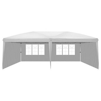 Outdoor Folding Canopy Tent with Windows and Adjustable Height - White