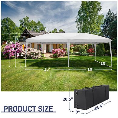 Outdoor Folding Canopy Tent with Windows and Adjustable Height - White