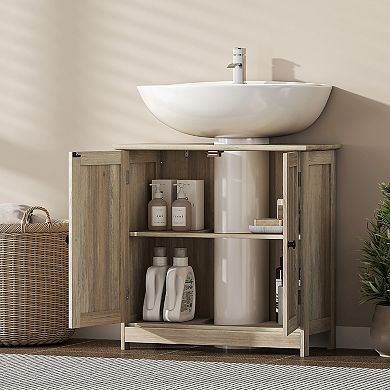 Under Sink Storage Cabinet for Bathroom, Pedestal Sink Organizer with Shelf