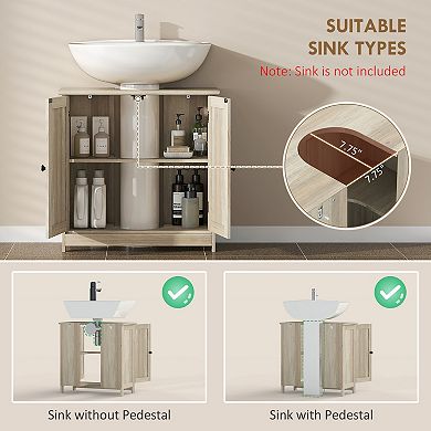 Under Sink Storage Cabinet for Bathroom, Pedestal Sink Organizer with Shelf