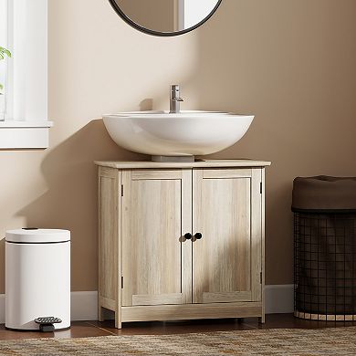 Under Sink Storage Cabinet for Bathroom, Pedestal Sink Organizer with Shelf