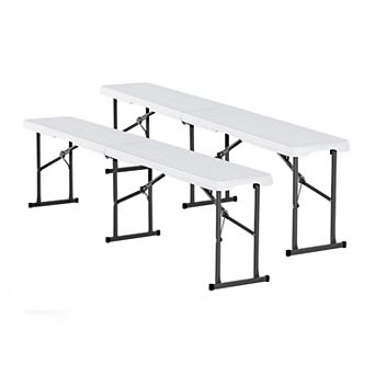 Portable Folding Benches 2-Pack for Outdoor Events and Seating