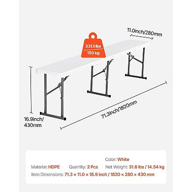 Portable Folding Benches 2-Pack for Outdoor Events and Seating
