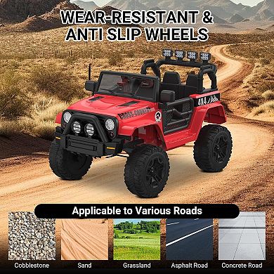 12V Electric Kids Ride-On Vehicle，Remote Control & Manual Drive, LED Lights