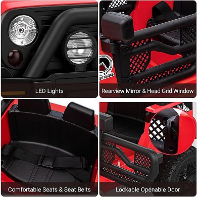 12V Electric Kids Ride-On Vehicle，Remote Control & Manual Drive, LED Lights