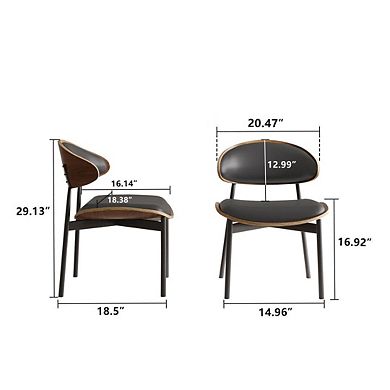 Modern Dining Chair 2 Piece Set Ergonomic Foam-padded Chairs With Curved Backrest(Set of 2)