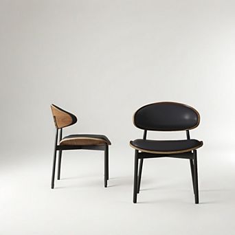 Modern Dining Chair 2 pc Set Ergonomic Foam-padded Chairs With Curved Backrest(Set of 2)