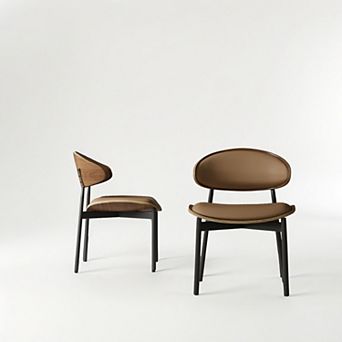 Modern Dining Chair 2 pc Set Ergonomic Foam-padded Chairs With Curved Backrest(Set of 2)