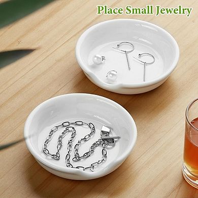 Zoulao 4-Pack Ceramic Spoon Rest Set with Metal Holder, 4.8 Inch, Kitchen Stovetop Organizer.