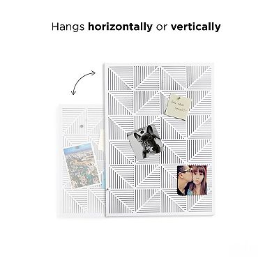 White Trigon Bulletin Board: Magnetic Message, Perforated Metal, Easy to Clean