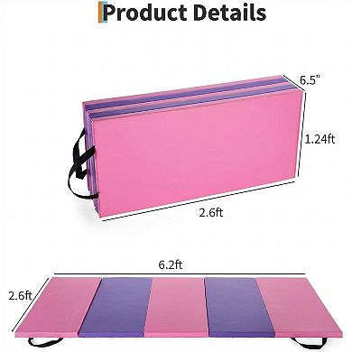 Portable Folding Gymnastics Mat, 2 Inch Thick Exercise Tumbling Mat for Home Workouts Yoga