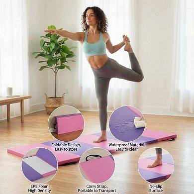 Portable Folding Gymnastics Mat, 2 Inch Thick Exercise Tumbling Mat for Home Workouts Yoga