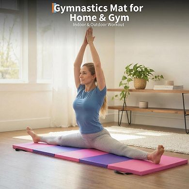 Portable Folding Gymnastics Mat, 2 Inch Thick Exercise Tumbling Mat for Home Workouts Yoga