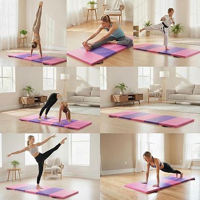 Portable Folding Gymnastics Mat, 2 Inch Thick Exercise Tumbling Mat for Home Workouts Yoga