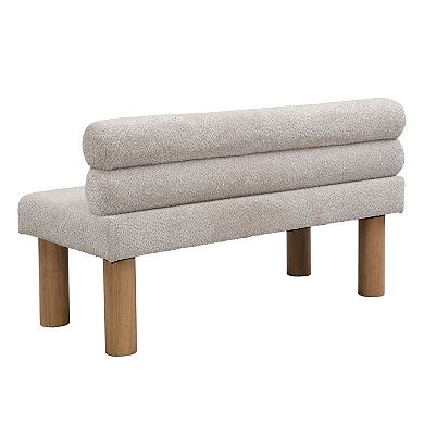 KWPZQEB Dining Bench with Upholstered & Backrest, End of Bed with Rubber Wood Legs