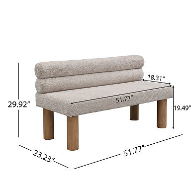 KWPZQEB Dining Bench with Upholstered & Backrest, End of Bed with Rubber Wood Legs