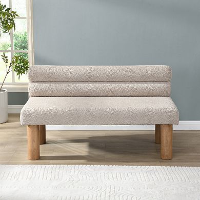 KWPZQEB Dining Bench with Upholstered & Backrest, End of Bed with Rubber Wood Legs