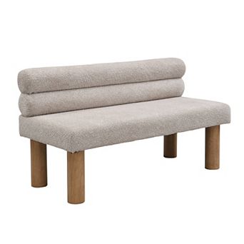 KWPZQEB Dining Bench with Upholstered & Backrest, End of Bed with Rubber Wood Legs