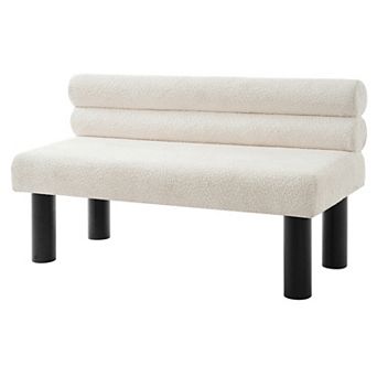 KWPZQEB Dining Bench with Upholstered & Backrest, End of Bed with Rubber Wood Legs