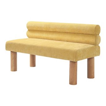 KWPZQEB Dining Bench with Upholstered & Backrest, End of Bed with Rubber Wood Legs