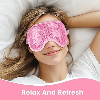 Gel Cold Eye Mask Reusable Ice Pack Soft Plush Backing Puffy Eyes Dark Circles