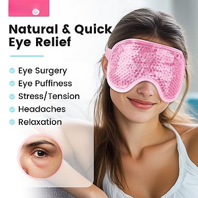 Gel Cold Eye Mask Reusable Ice Pack Soft Plush Backing Puffy Eyes Dark Circles