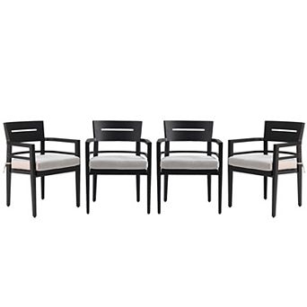 Eazegath Set of 4 Outdoor Patio Aluminum Stationary Dining Chairs with Sunbrella Fabric Cushions