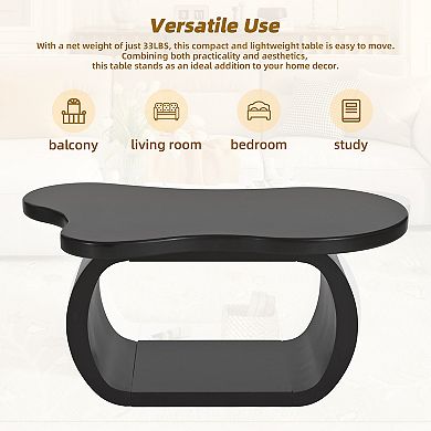 KWPZQEB Modern Cloud Coffee Table with Curved Legs, Cream Style Irregular End Table for Living Room