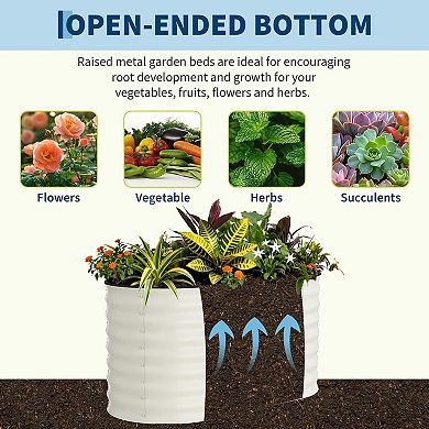 Galvanized Raised Garden Bed 4x2x2 FT, Outdoor Metal Planter Box for Flowers & Vegetables, Beige