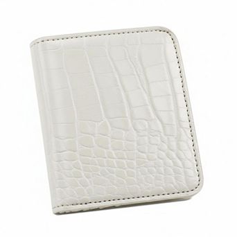 ZUQIETA RFID Slim Bifold Wallet Crocodile Faux Leather Card Holder with ID Window & Zip