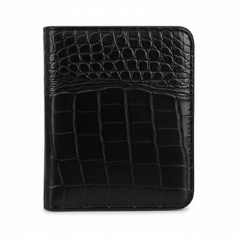 ZUQIETA RFID Slim Bifold Wallet Crocodile Faux Leather Card Holder with ID Window & Zip