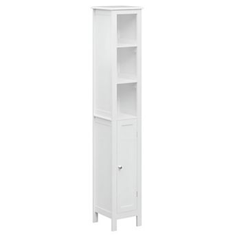 Slim Tall Bathroom Storage Cabinet, Corner-Friendly Floor Unit with Adjustable Shelves