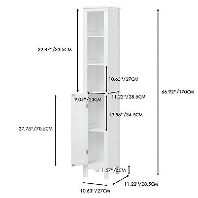 Slim Tall Bathroom Storage Cabinet, Corner-Friendly Floor Unit with Adjustable Shelves