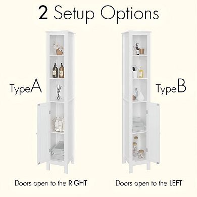 Slim Tall Bathroom Storage Cabinet, Corner-Friendly Floor Unit with Adjustable Shelves