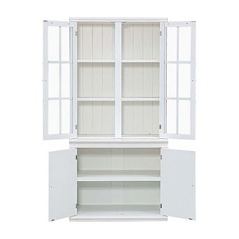 Double Glass Door Pantry Traditional Hutch Curio Cabinet