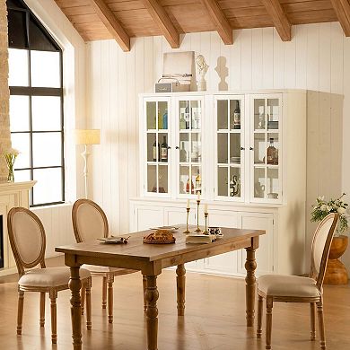 Double Glass Door Pantry Traditional Hutch Curio Cabinet