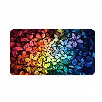 Vibrant Gradient Flower Floor Mat, Soft Non-Slip Artistic Decorative Mat