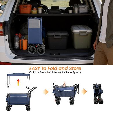 Heavy Duty Folding Wagon Cart with Canopy